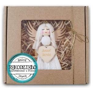 Opakowanie Zawieszka Anioł stróż. Biały. Długie włosy