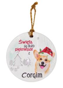 Opakowanie Zawieszka ceramiczna Boże Narodzenie Corgi