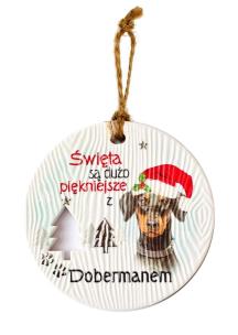 Opakowanie Zawieszka ceramiczna Boże Narodzenie Doberman