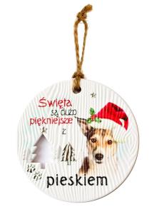 Opakowanie Zawieszka ceramiczna Boże Narodzenie piesek