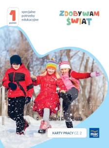 Zdobywam świat. Karty pracy cz.2 zima Poziom 1. Autor: Justyna Hadryś. Multiszop.pl Okładka książki Zdobywam świat. Karty pracy cz.2 zima Poziom 1