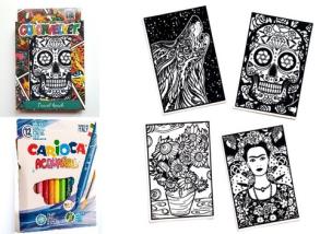 Opakowanie Zestaw 4 Kolorowanek Welwetowych + 12 Flamastrów Carioca - Różne Wzory