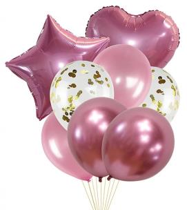 Opakowanie Zestaw balonów różowy 8szt mix PARTY GO