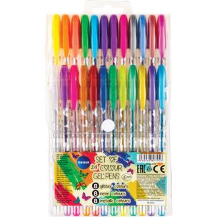 Opakowanie Zestaw Długopisów Żelowych 24 Szt Mix (Metaliczne,Neonowe,Brokatowe) 89705 Centrum
