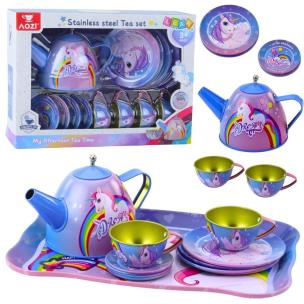 Zestaw do herbaty metalowy jednorożec. Wydawca: Leantoys. Multiszop.pl Opakowanie Zestaw do herbaty metalowy jednorożec