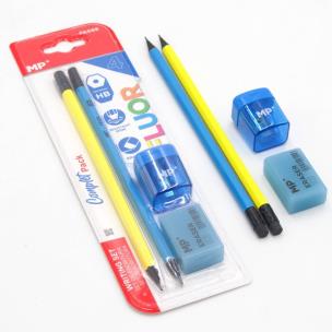 Opakowanie Zestaw dwóch ołówków gumka i temperówka fluor