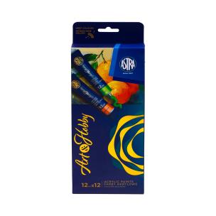 Zestaw farb akrylowych Astra Art&Hobby 12x12ml. Wydawca: ASTRA art-pap. Multiszop.pl Opakowanie Zestaw farb akrylowych Astra Art&Hobby 12x12ml