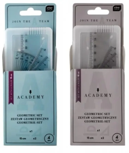 Opakowanie Zestaw geometryczny Academy z linijką 15cm mix