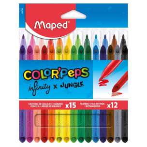 Zestaw Infinity kredki 15szt+flamastry Jungle 12sz. Wydawca: Maped. Multiszop.pl Opakowanie Zestaw Infinity kredki 15szt+flamastry Jungle 12sz