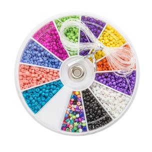 Zestaw koralików szklanych mini 2mm 12 kolorów. Wydawca: Dalprint. Multiszop.pl Opakowanie Zestaw koralików szklanych mini 2mm 12 kolorów