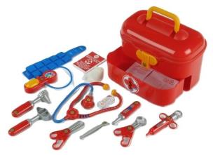 Zestaw lekarski w kuferku z szufladą. Wydawca: Klein. Multiszop.pl Opakowanie Zestaw lekarski w kuferku z szufladą