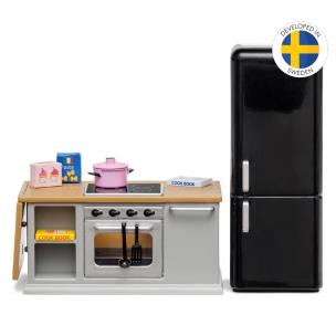 Zestaw mebli kuchennych do domku dla lalek. Wydawca: MICKI. Multiszop.pl Opakowanie Zestaw mebli kuchennych do domku dla lalek