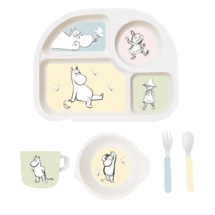 Zestaw naczyń dziecięcych Muminki 5el. Wydawca: Barbo Toys. Multiszop.pl Opakowanie Zestaw naczyń dziecięcych Muminki 5el