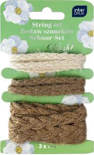 Opakowanie Zestaw naturalnych sznurków dekor. 3x1m Pastel