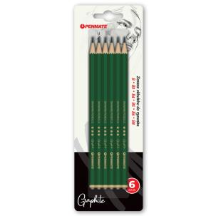 Opakowanie Zestaw ołówków miękkich PENMATE do rysunku na blistrze 6szt.