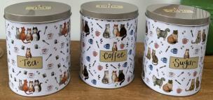Opakowanie Zestaw puszek herbata kawa cukier 4 koty