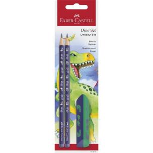 Zestaw szkolny Dinozaur 2 ołówki + gumka. Wydawca: Faber Castell. Multiszop.pl Opakowanie Zestaw szkolny Dinozaur 2 ołówki + gumka