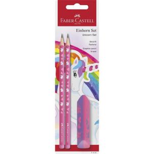 Zestaw szkolny Jednorożec 2 ołówki + gumka. Wydawca: Faber Castell. Multiszop.pl Opakowanie Zestaw szkolny Jednorożec 2 ołówki + gumka