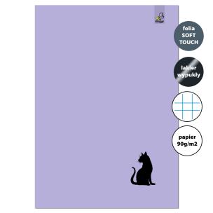 Opakowanie Zeszyt A4 32 kartki w kratkę 90g Kot fioletowy