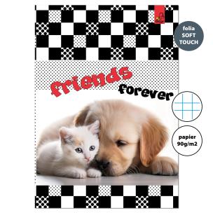 Opakowanie Zeszyt A4 32 kartki w kratkę 90g Kot i pies