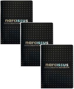 Zeszyt A5 56k kropki Narcissus czarny 3 sztuki. Wydawca: Narcissus. Multiszop.pl Opakowanie Zeszyt A5 56k kropki Narcissus czarny 3 sztuki