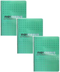 Zeszyt A5 56k kropki Narcissus zielony 3 sztuki. Wydawca: Narcissus. Multiszop.pl Opakowanie Zeszyt A5 56k kropki Narcissus zielony 3 sztuki