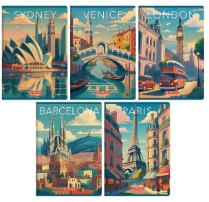 Zeszyt A5/60K kratka z margines Retro City (10szt). Wydawca: HERLITZ. Multiszop.pl Opakowanie Zeszyt A5/60K kratka z margines Retro City (10szt)