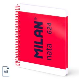 Zeszyt na spirali A5/80K linia 1918 różowy MILAN. Wydawca: MILAN. Multiszop.pl Opakowanie Zeszyt na spirali A5/80K linia 1918 różowy MILAN