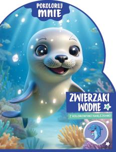 Okładka książki Zwierzaki wodne. Pokoloruj mnie (z kolorowymi naklejkami!)