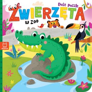 Zwierzęta w zoo. Duże puzzle. Autor: Michalec Bogusław. Multiszop.pl Okładka książki Zwierzęta w zoo. Duże puzzle