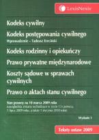 Opakowanie Kodeks Cywilny, Kodeks Postępowania Cywilnego, Kodeks Rodzinny i opiekuńczy,  Prawo prywatne międzynarodowe,  Koszty sądowe w sprawach cywilnych, Prawo o aktach stanu cywilnego