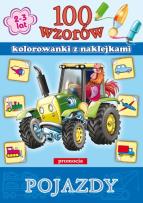 Okładka książki 100 wzorów - kolorowanki z naklejkami pojazdy