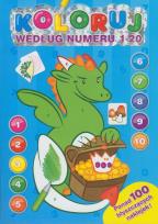 Okładka książki Koloruj wg numeru 1-20 - smok - niebieska
