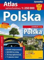 Okładka książki Polska - 1:250 000 atlas samochodowy + mapa laminowana