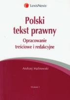 Okładka książki Polski tekst prawny Opracowanie treściowe i redakcyjne