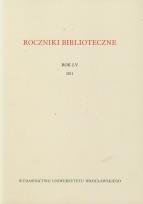 Opakowanie Roczniki biblioteczne LV/2011