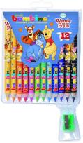 Opakowanie Kredki Bambino drewniane 12 kolorów z nadrukiem z temperówką Kubuś Puchatek