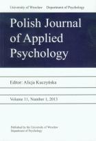 Okładka książki Polish Journal of Applied Psychology Volume 11 Number 2 2013