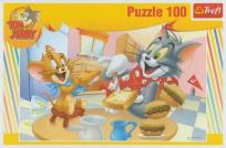 Okładka książki Puzzle 100 Tom i Jerry pyszne śniadanko TREFL