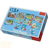 Okładka książki Puzzle 10w1 Smerfy TREFL