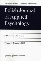 Okładka książki Polish Journal of Applied Psychology Volume 11 Number 32 2013