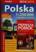 Okładka książki Polska atlas samochodowy 1:250 000 + pierwsza pomoc krok po kroku ilustrowana instrukcja