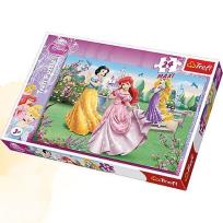 Okładka książki Puzzle 24 maxi Księżniczki Przy fontannie TREFL