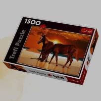 Okładka książki Puzzle 1500 Rumaki na plaży TREFL