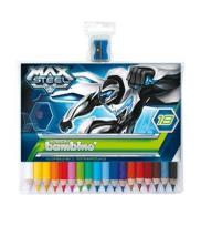 Opakowanie Kredki bambino w oprawie drewnianej 18 kolorów Max Steel