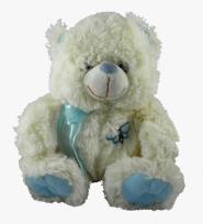 Opakowanie Miś Ksawery niebieski 28 cm siedzący