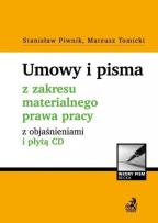 Okładka książki Umowy i pisma z zakresu materialnego prawa pracy z objaśnieniami i płytą CD.