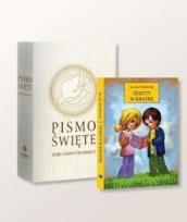 Okładka książki Pismo Święte białe + Zeszyt w Kratkę- pakiet