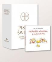 Okładka książki Pismo Święte ST i NT wielkie białe + I  Komunia...