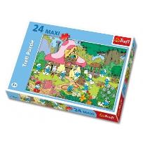 Okładka książki Puzzle 24 maxi Pracowite Smerfy TREFL